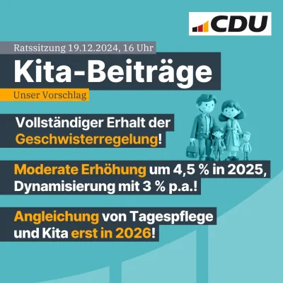 Beitragsbild: Erhöhung der Kita-Beiträge - Entscheidung fällt in Ratssitzung am 19.12.2024