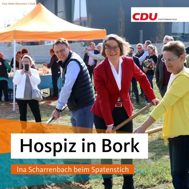 Beitragsbild: Hospiz in Bork: Ina Scharrenbach beim Spatenstich