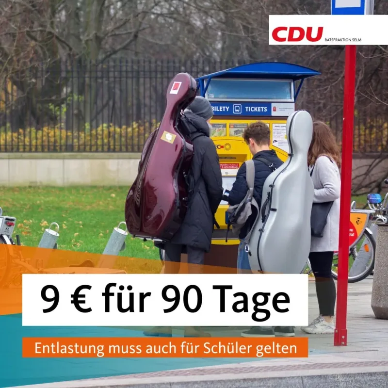 Beitragsbild: 9 € für 90 Tage: Entlastung muss auch für Schüler gelten