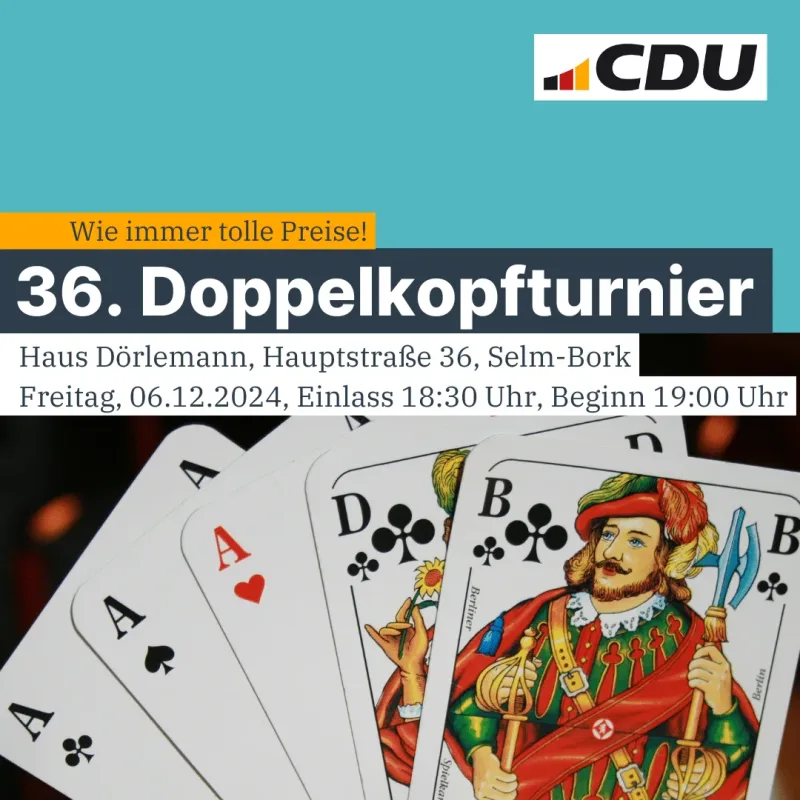 Beitragsbild: 36. CDU-Doppelkopfturnier am 06.12.2024