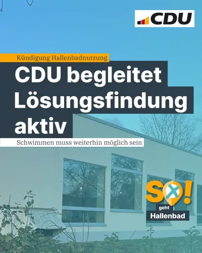 Beitragsbild: Hallenbadnutzung: CDU-Fraktion begleitet Lösungsfindung aktiv