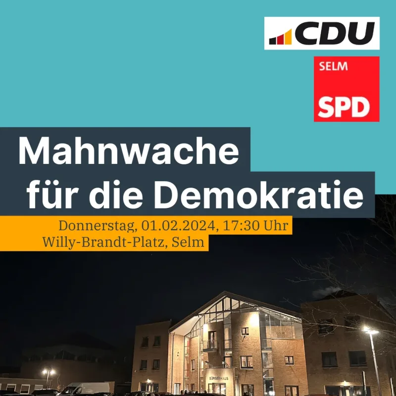 Beitragsbild: Mahnwache für die Demokratie am 01.02.2024