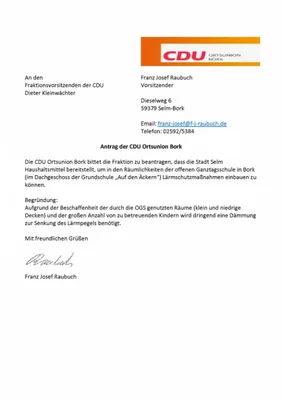 Beitragsbild: CDU Bork beantragt Mittel für Verbesserung der Arbeitsbedingungen der offenen Ganztagsschule